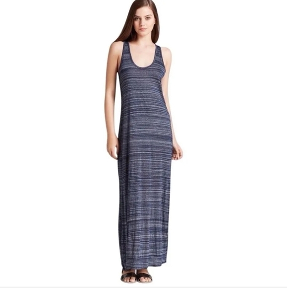 Vince Blue Space Dye Racerback Maxi Dress L - Picture 1 of 6